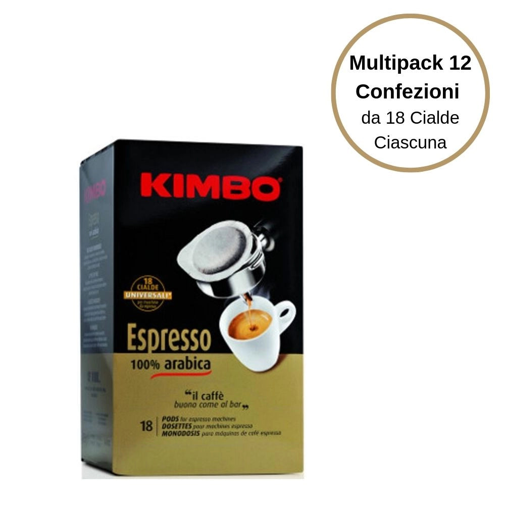 Kimbo espresso 100% arabica caffe' in cialde multipack da 12 confezioni da 18 cialde ciascuna