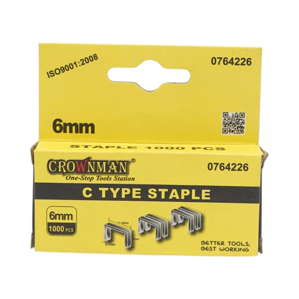 Punti metallici tipo C 0,7x11,3x6mm 1000 pezzi/set Crownman