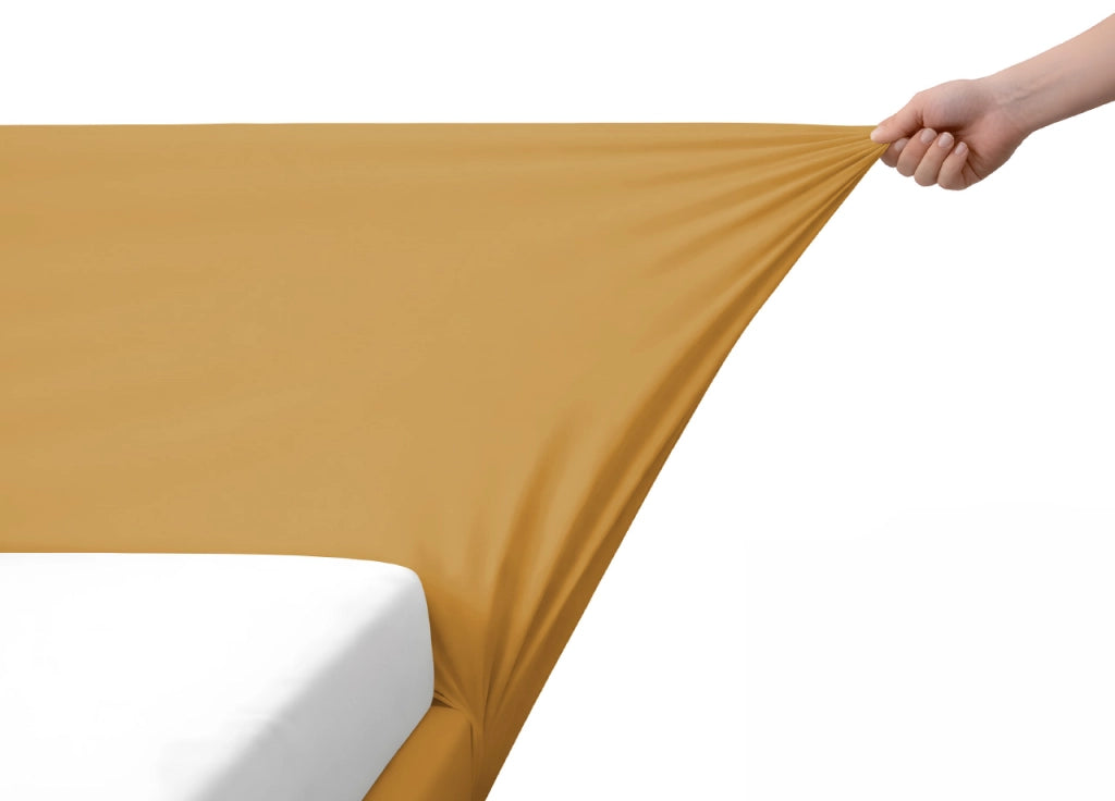 Vestiletto Giroletto Effetto Velluto Estensibile Tinta Unita Mod. Perfetto - Matrimoniale - Oro
