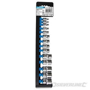 Set di bussole chiavi inserti E4-E24 Trx esagonali meccanica 14 pz Silverline