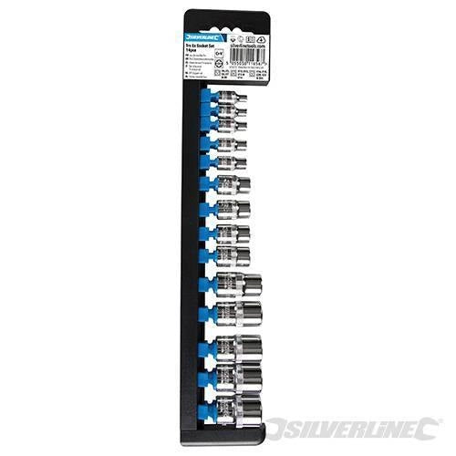 Set di bussole chiavi inserti E4-E24 Trx esagonali meccanica 14 pz Silverline