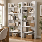 Libreria a 5 ripiani 135x25x160 cm in pannello truciolare bianco