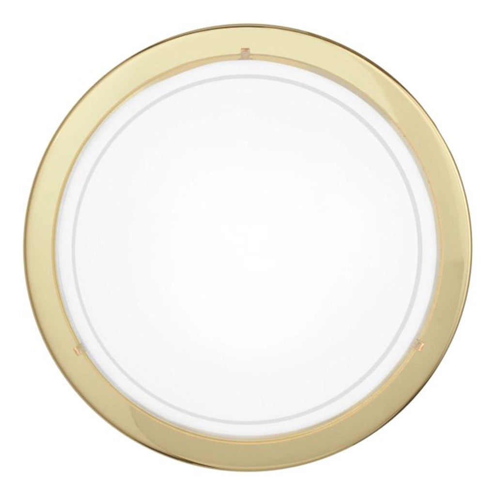 Plafoniera-Applique Contemporanea Planet 1 Acciaio Ottone Vetro Bianco E27