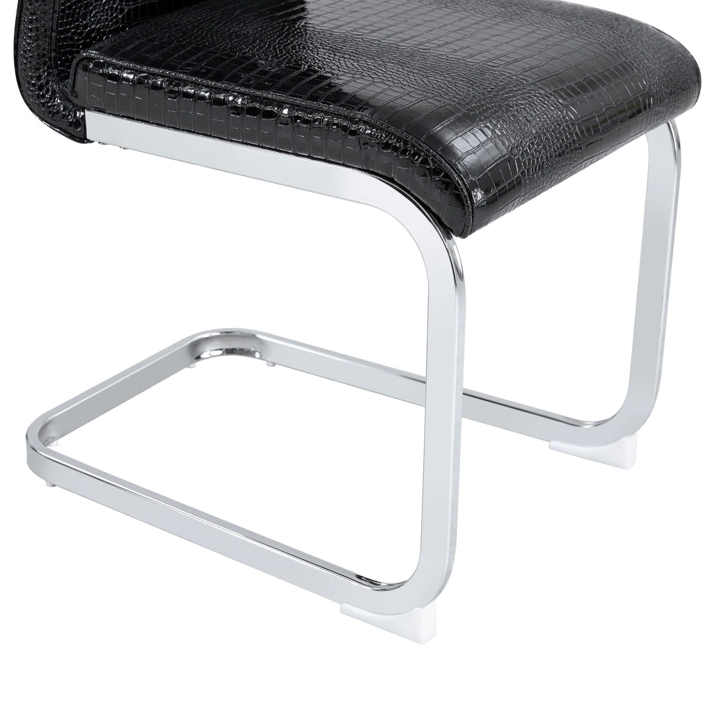 SEDIA Imbottita in PVC Nero con Struttura in Metallo Cromato