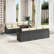 Set Divano da Giardino con archiviazione 9 pcs Nero Poly Rattan 3358546