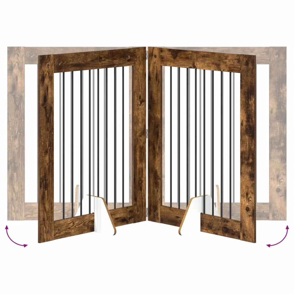 Cancello per cani con supporti 2 pz Rovere Fumo 80 x 100 cm CFW8813867