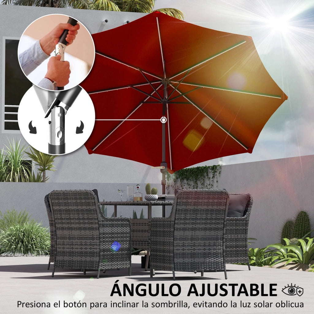 Ombrellone da Giardino ¨C zephmum ¨C Bordeaux, ?292 cm, con Luci LED Solari