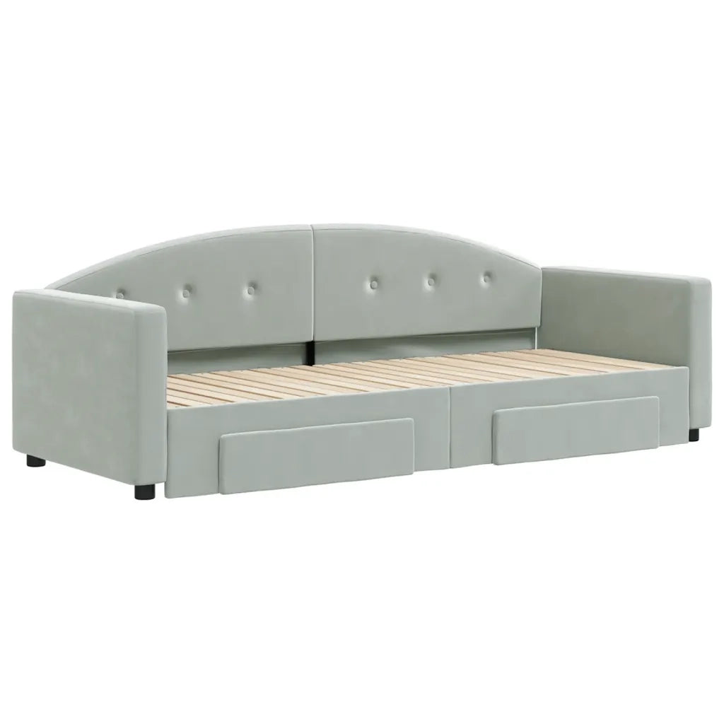 Divano Letto Estraibile Cassetti-Sofa Letto-Daybed Grigio Chiaro 80x200cm Velluto 758814
