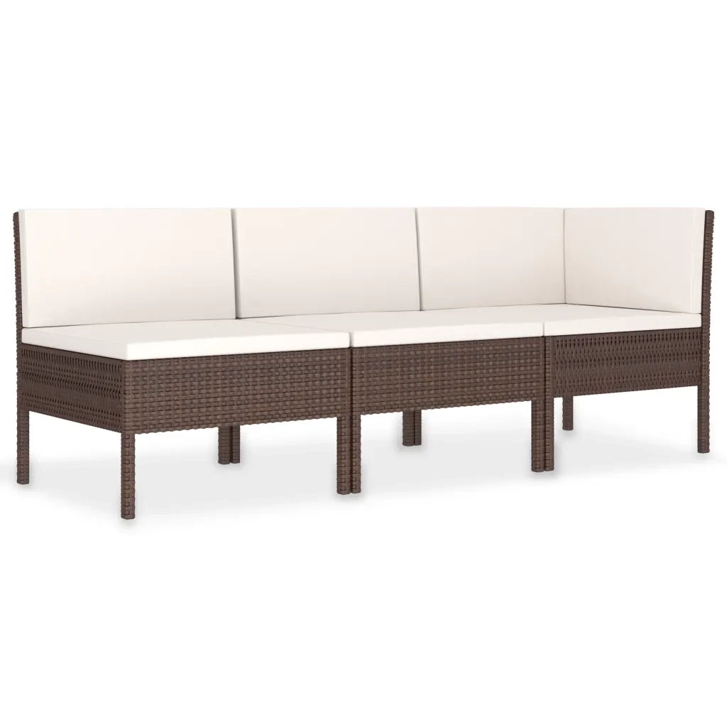 Set Divani da Giardino 3 pz con Cuscini in Polyrattan Marrone 310201
