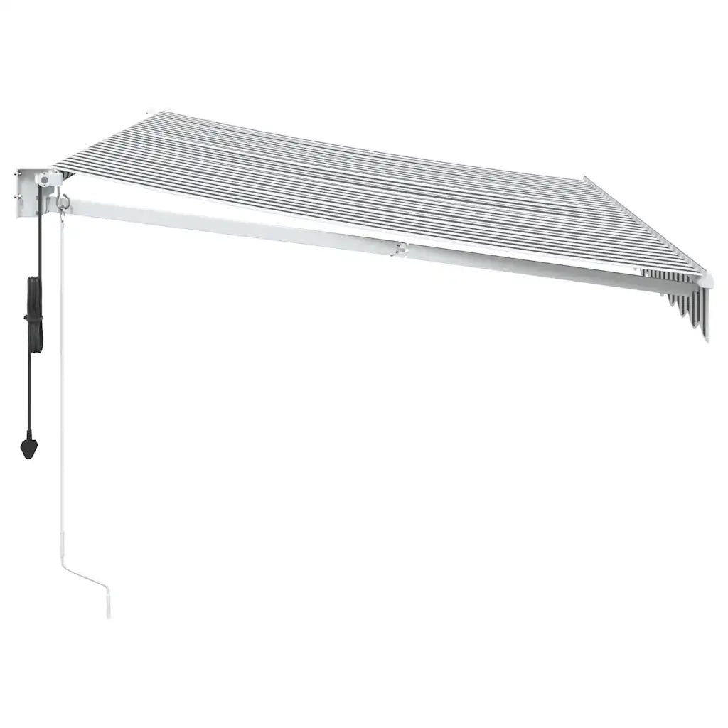 Tenda Retrattile Antracite e Bianca 3,5x2,5m Tessuto/Alluminio