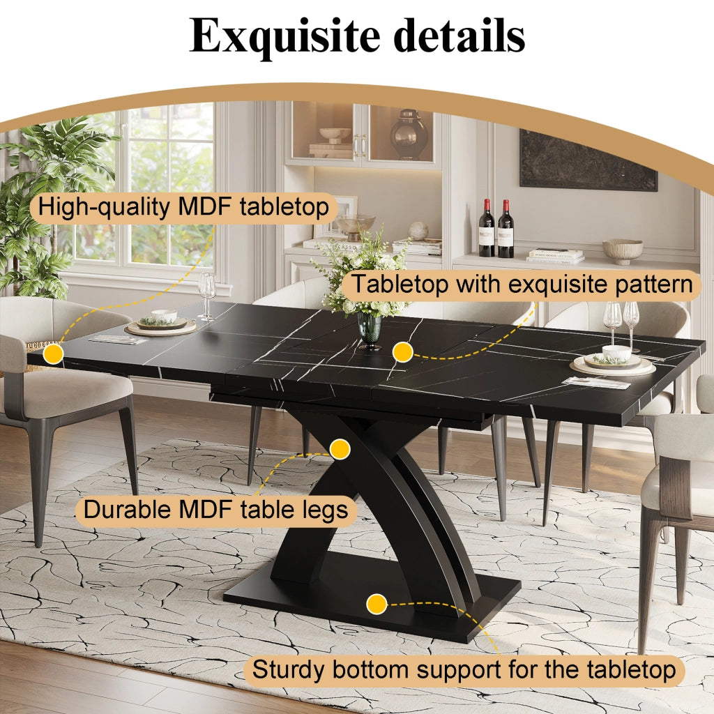 Tavolo da Pranzo Allungabile ¨C Xylo ¨C Nero, Legno, 120(160)x80x76 cm, 6 Persone