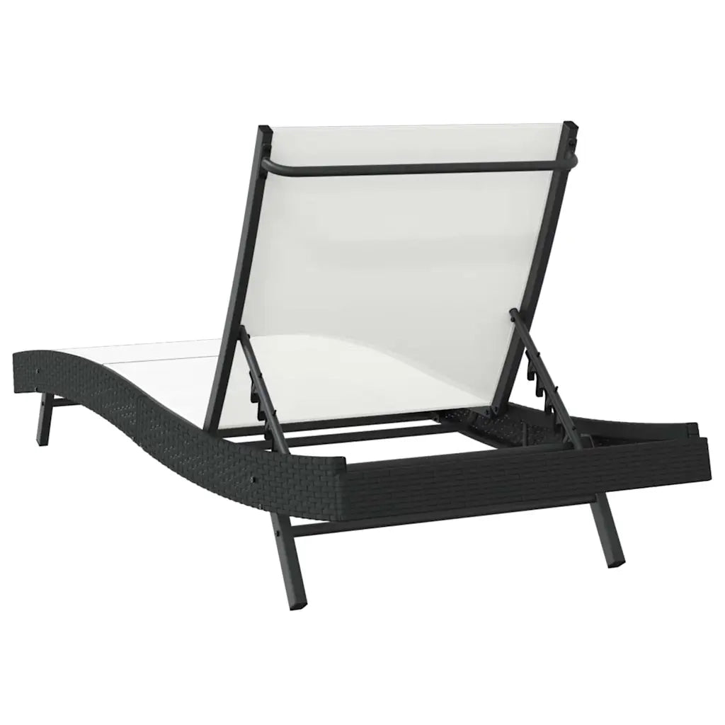 Lettino da Lettino sole | Sdraio da giardino | Lettino da sole Nero e Bianco 197 x 70 x 82 cm polyrattan