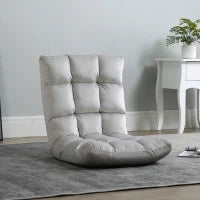 Poltrona Relax da Terra con Schienale Reclinabile fino 180°, 71x55x53.5cm, Grigio Chiaro