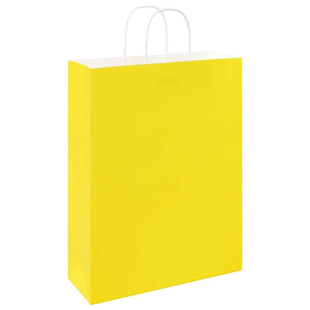 vidaXL Sacchetti di Carta 250 pz con Manici Gialli 32x12x42 cm