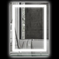 kleankin Specchio per Bagno a Luci LED a 3 Colori Regolabili con Mensola in Vetro, 50x12x70 cm, Argento