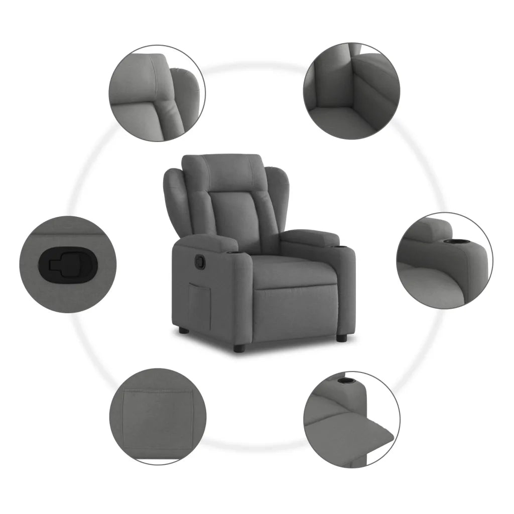Divano Sedia-Poltrona reclinabile in tessuto grigio scuro 296387