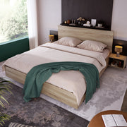 Letto matrimoniale in legno 160x200 cm con 2 comodini, design moderno in rovere Sonoma e grigio scuro