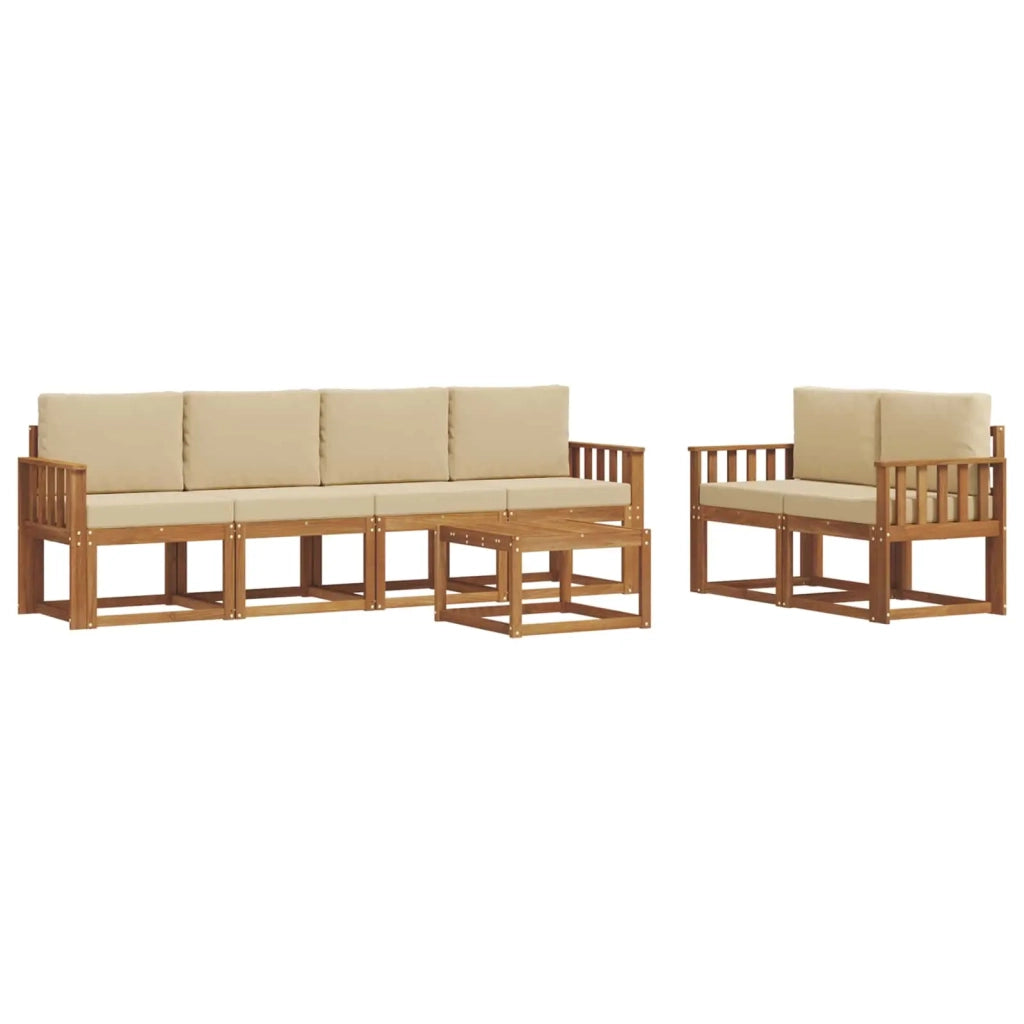 Set di divani da esterno con cuscino 7 pcs Naturale e Beige