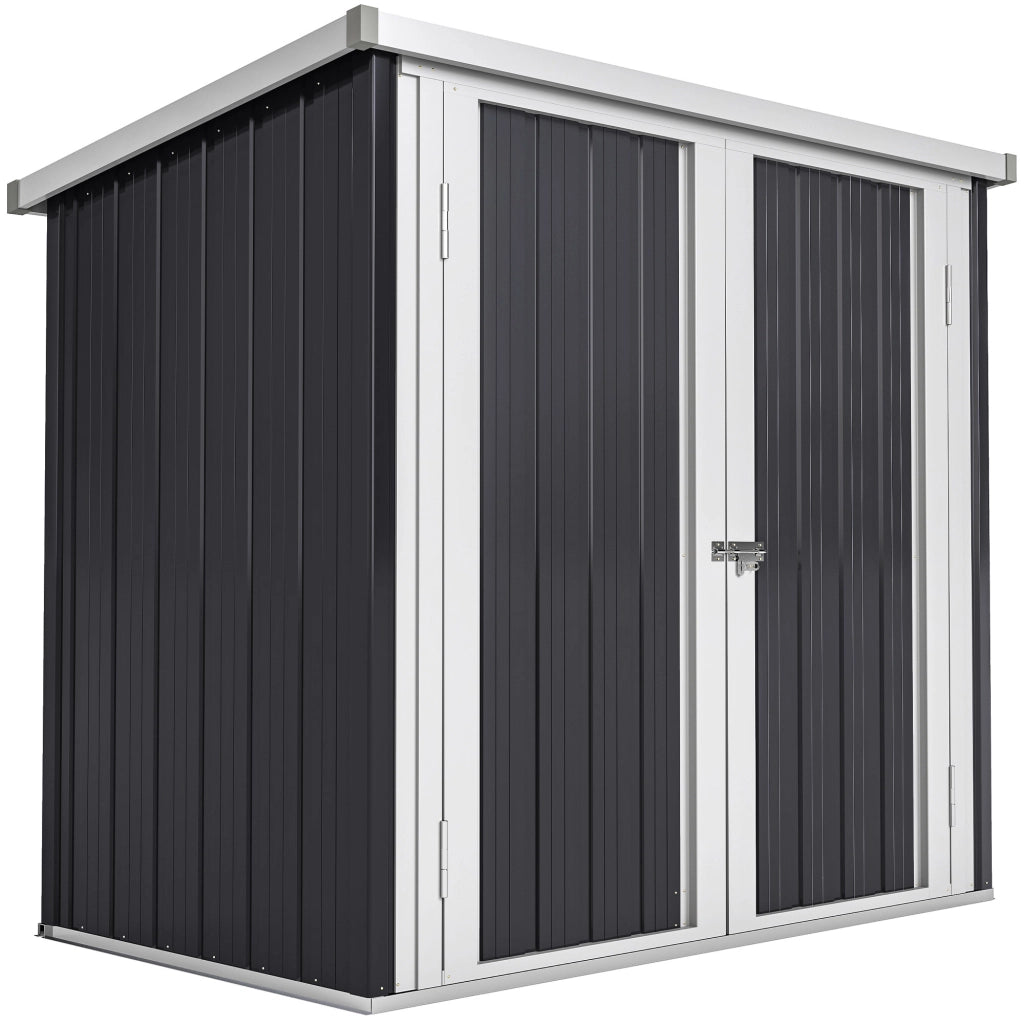Casetta Giardino 2 Porte ¨C zephmum ¨C 147x86x134 cm Nero Bianco Acciaio