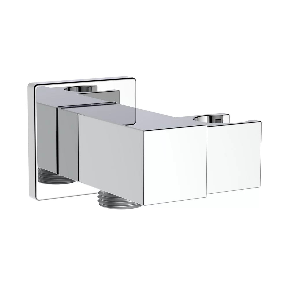 Presa d'acqua snodabile in ottone con supporto doccetta quadra