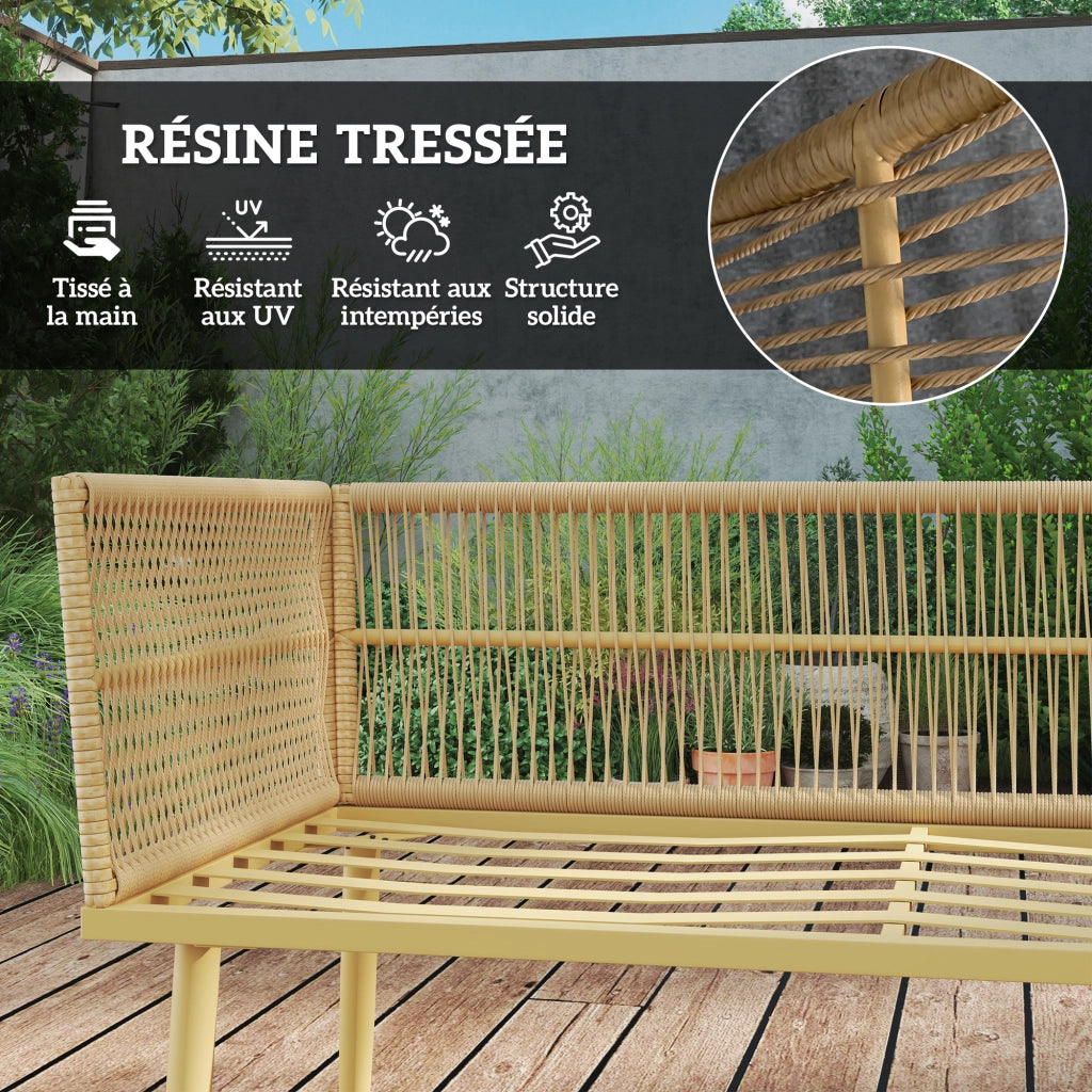 Set divano esterno 5 posti in polyrattan ¨C zephmum ¨C beige con cuscini, tavolino e pouf