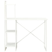Scrivania | Tavolo da Ufficio con Mensole Bianca 102x50x117 cm