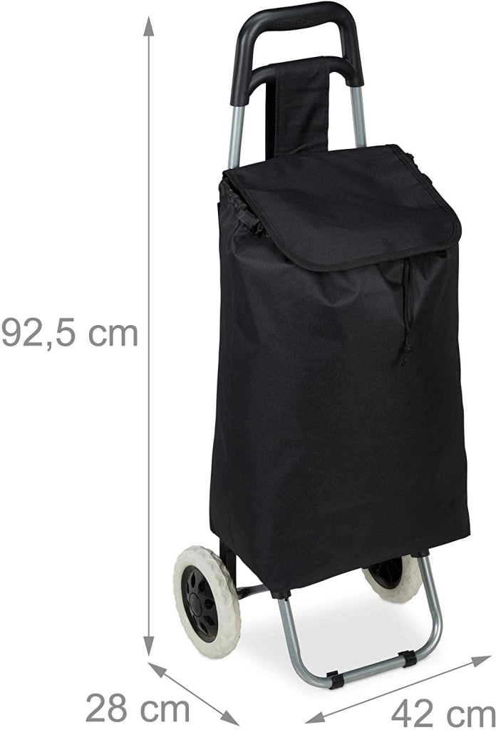 Carrello della spesa pieghevole con borsa rimovibile 28 litri carrello della spesa con ruote nero 13_0000707_3