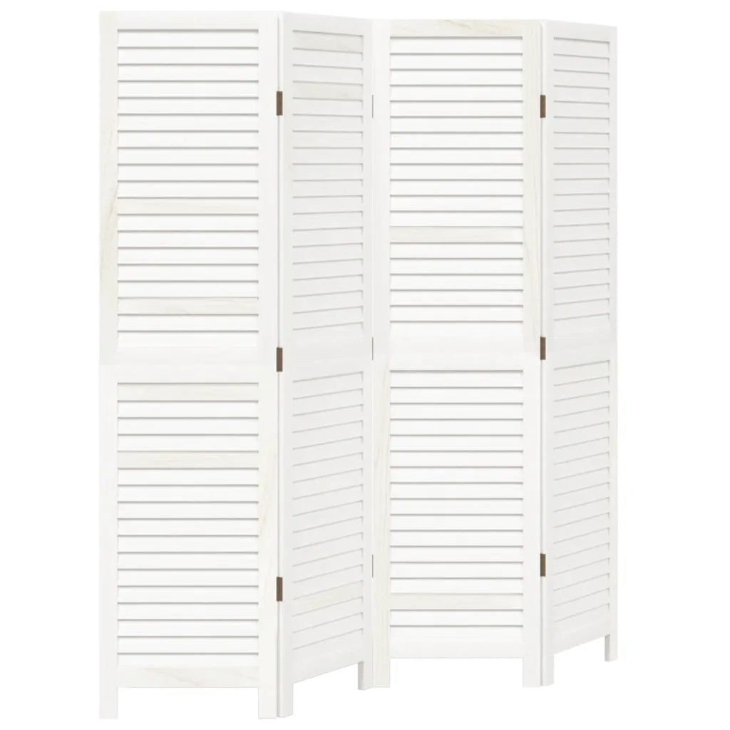 Divisorio Ambienti 4Pannelli Bianco Legno Massello di Paulownia 358833