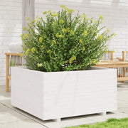 Fioriera da Giardino-Vaso da Esterno Bianca 90x90x49,5cm Legno Massello di Pino