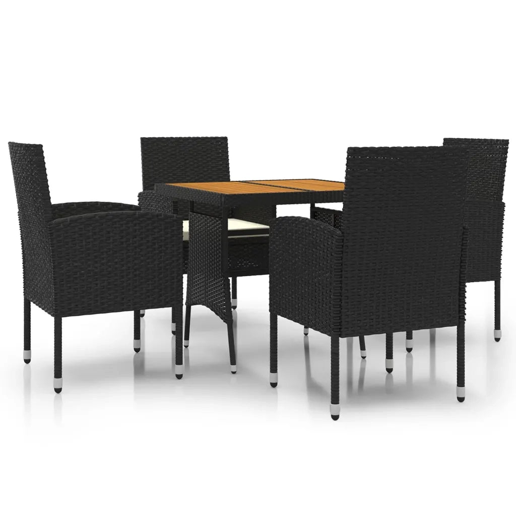 Set da Pranzo per Giardino 5 pz in Polyrattan Nero 3120090