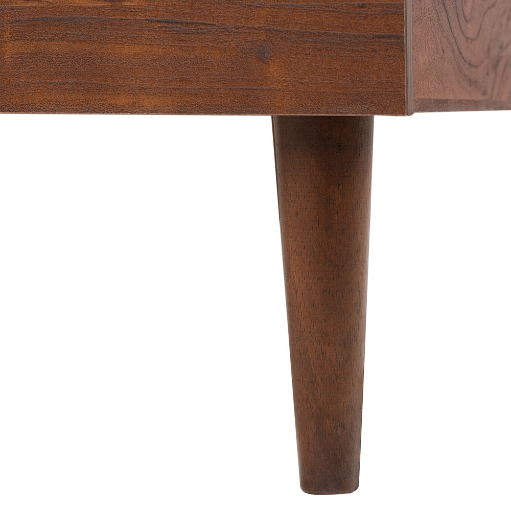 Letto 180 x 200 cm in legno scuro con rete a doghe LED vintage