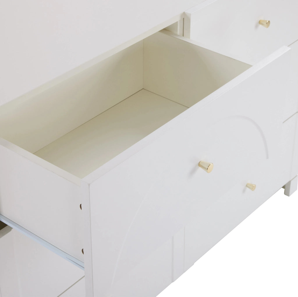 Cassettiera 82x120x40 cm con 6 cassetti; struttura stabile in truciolare bianco