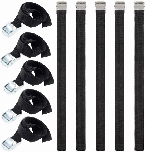 Set di 10 Cinture di Sgambetto - Cinture di Trattenuta - 2,5 x 50 cm - Cinture di Trattenuta Adattabili con Chiusura a Viti - Cinture di Trattenuta Inox per Motocicletta - Bicicletta - Bagagli - Campeggio