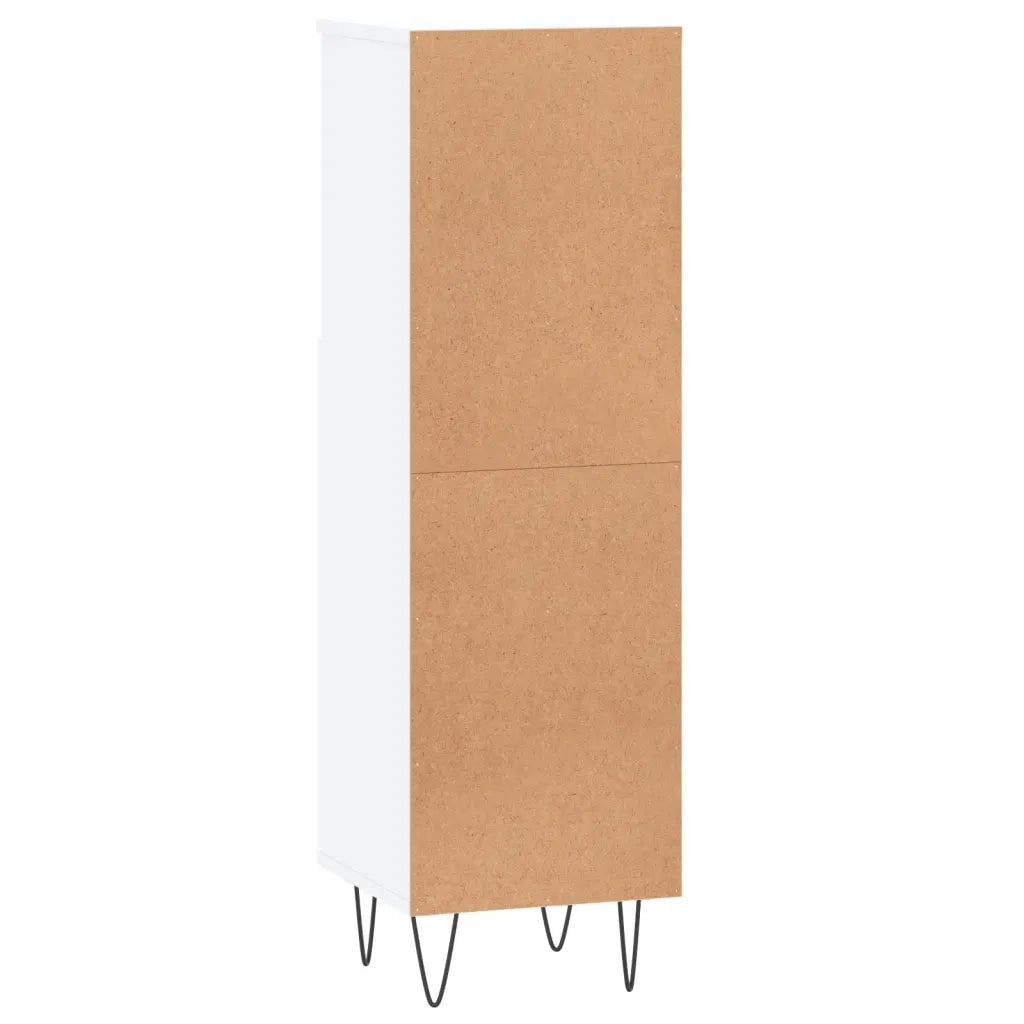 Elegante mobiletto da bagno con vano contenitore 30 x 30 x 100 cm stile industriale legno bianco 02_0049003