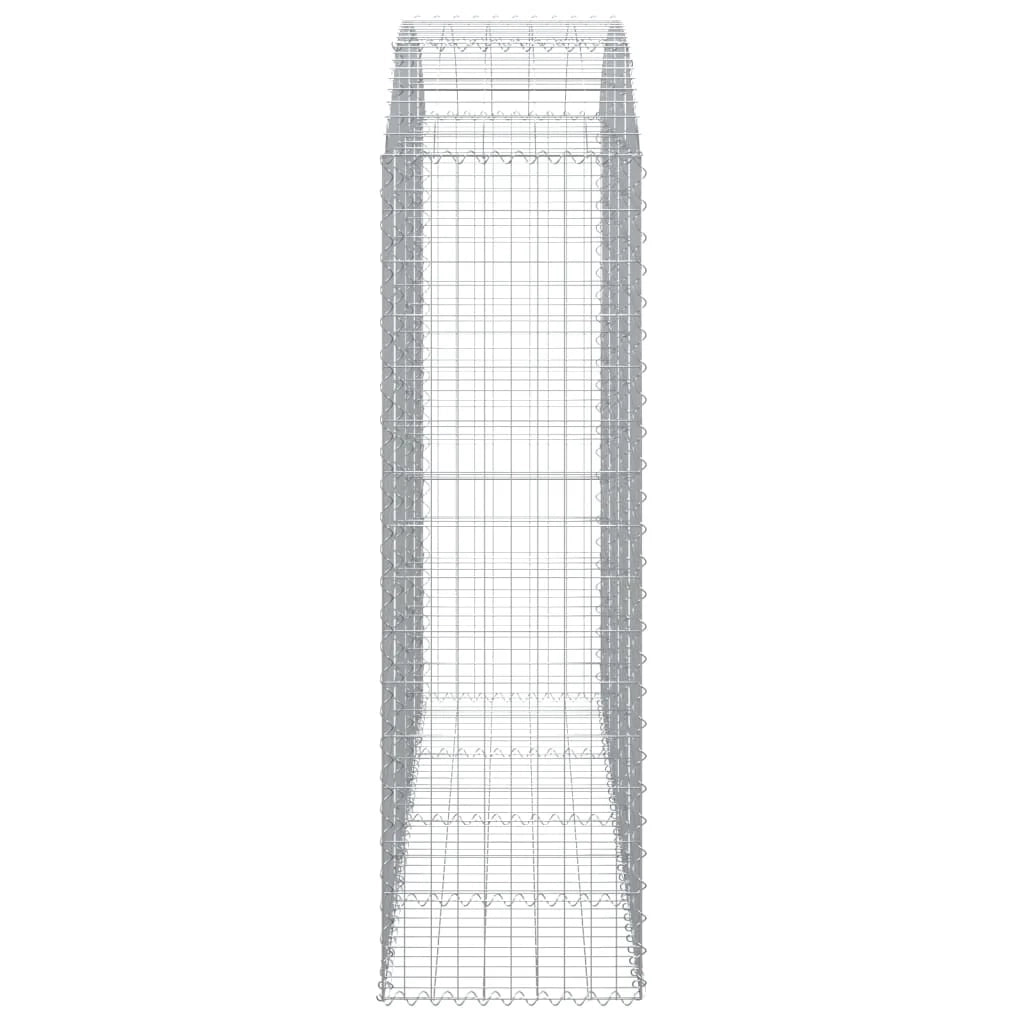Cesto gabbione recinzione a gabbia muro di contenimento ad arco 200 x 50 x 160/180 cm ferro zincato argento 02_0040029
