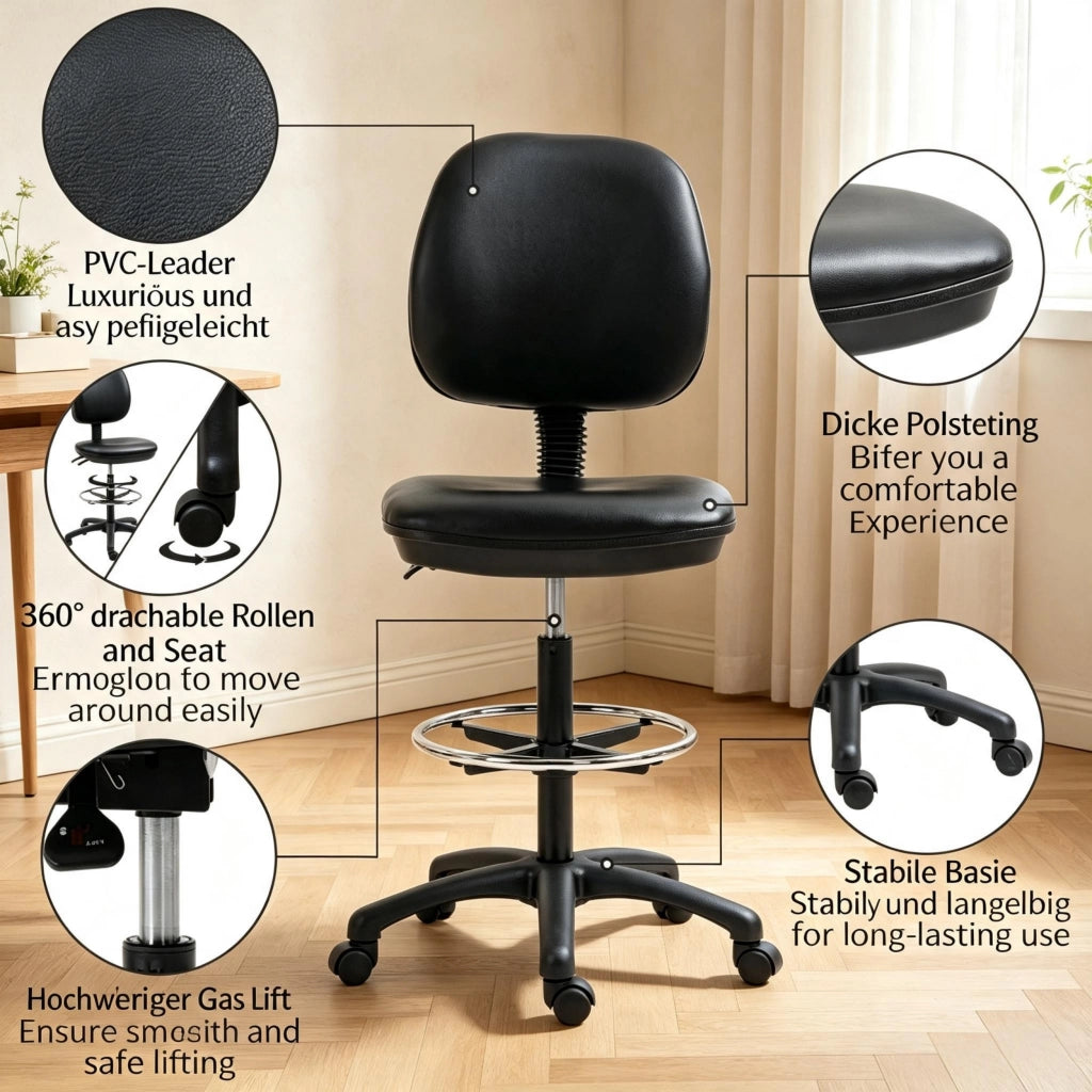 SGABELLO da Ufficio Regolabile 69-91 cm con Schienale Nero