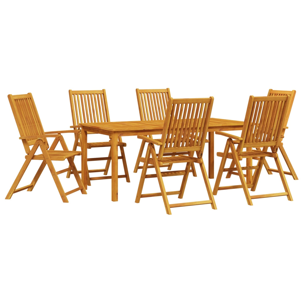 Set da pranzo da giardino 7 pezzi in legno di acacia solido pieghevole