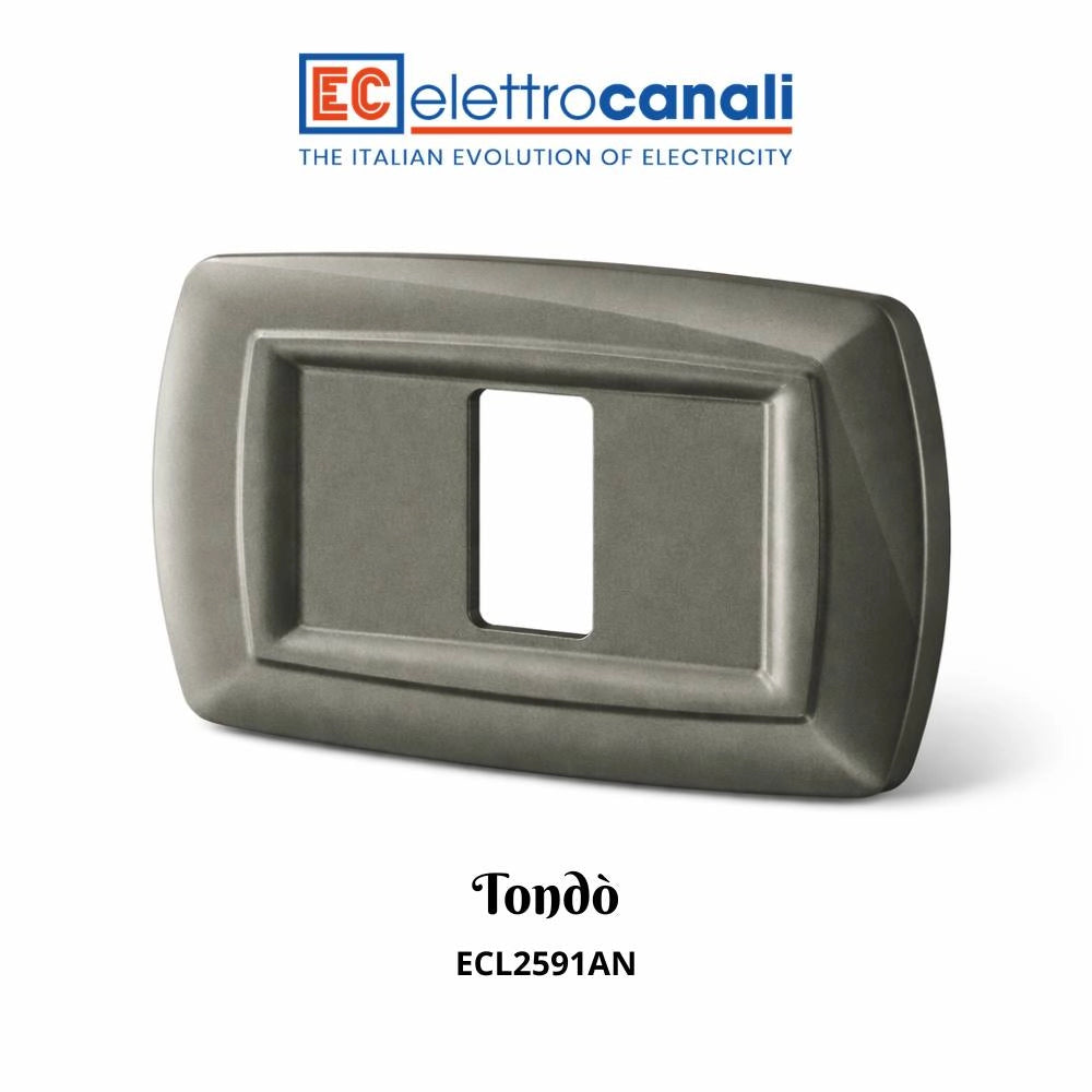 Placca elettrocanali tondò antracite per serie bticino magic *** numero posti 1 modulo, confezione 1