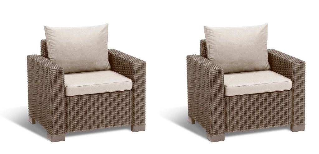 Set 2 Poltrone da Giardino 83x68x71,5h cm Keter California Cappuccino