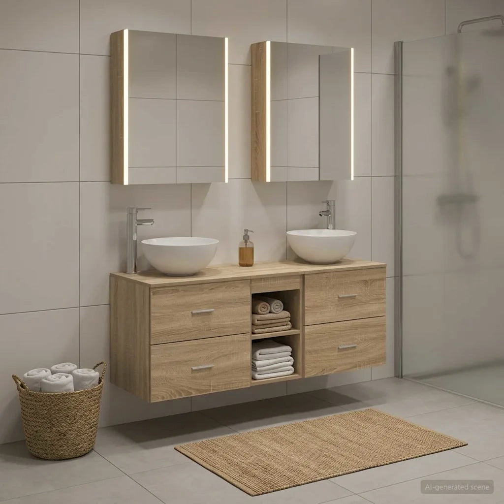 Set di mobili per il bagno 5 pcs Rovere Sonoma 3406729