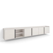 Mobile TV Soggiorno, 309x50x35 cm, Per TV fino a 80", Sospeso, da appendere, Beige