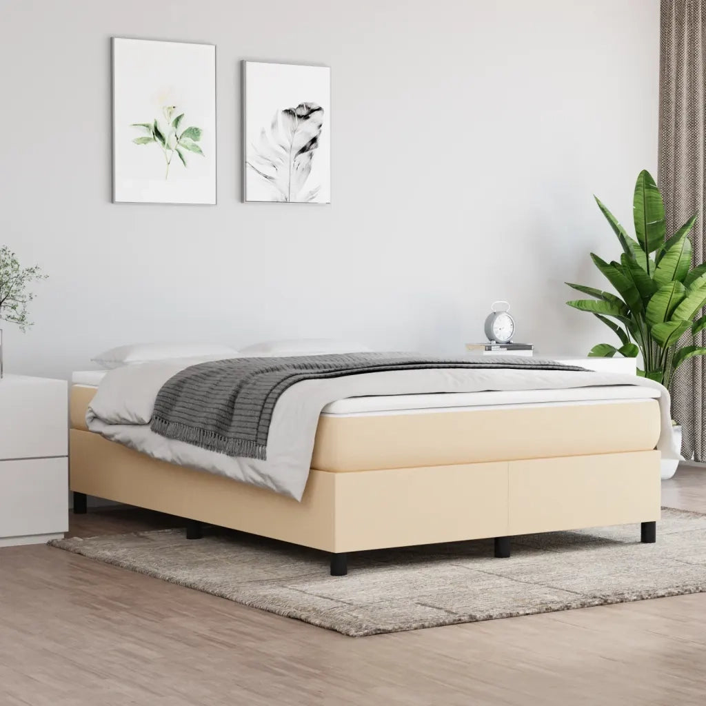 Struttura Letto a Rete a Molle Crema 140x190 cm in Tessuto 3120859