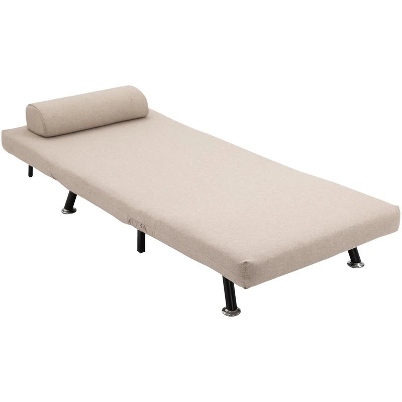 POLTRONA LETTO SINGOLO CON MATERASSO E CUSCINO IMBOTTITO TELAIO IN METALLO BEIGE