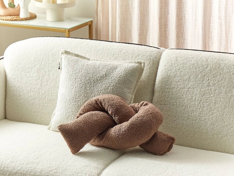 Cuscino moderno in tessuto peluche marrone 172 x 14 cm accessorio decorazione divano