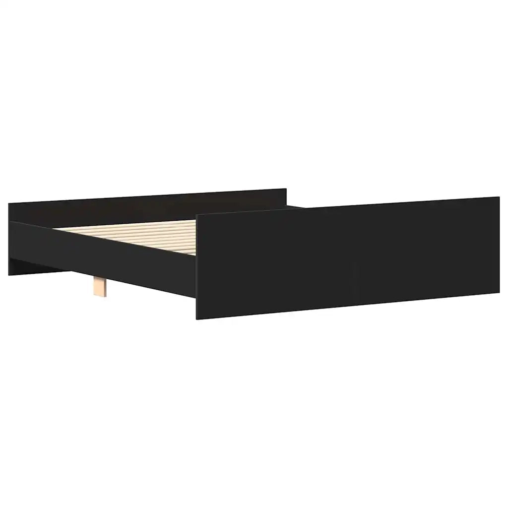 Giroletto con Testiera e Pediera-Struttura Letto Nero 160x200 cm