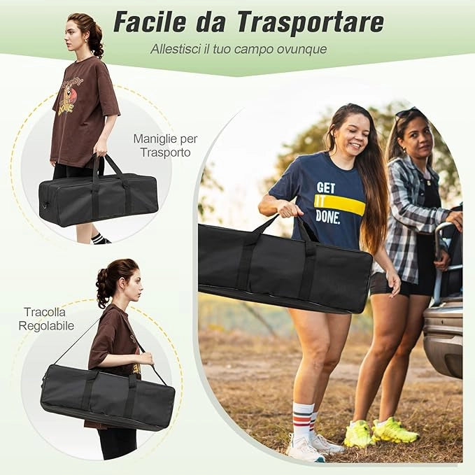 Rete da Pallavolo per Esterni Portatile, Rete con Pali Regolabili in Altezza, Anti-Afflosciamento, Pallavolo, Pompa, Martello, Linea di Confine e Borsa, per Giardino e Spiaggia