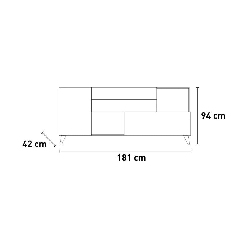 Madia Busi, Credenza 2 Ripiani, 181x44x84h cm Bianco Lucido