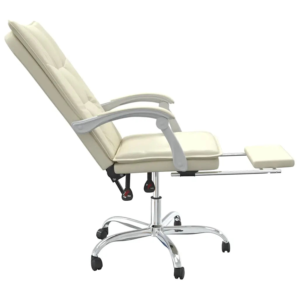 Sedia per studi-Poltrona da Ufficio Reclinabile Crema in Similpelle 248853