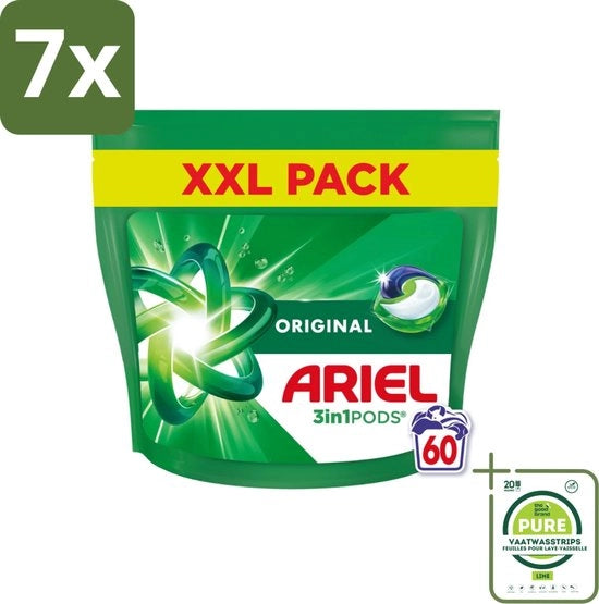 7 x Capsule 3in1 Originale - 60 Cicli - Confezione Economica - Capsule 3in1 - Capsule per Lavatrice - Potente Rimozione Macchie - Lavaggio a Basso Calore - Detergente per Abbigliamento