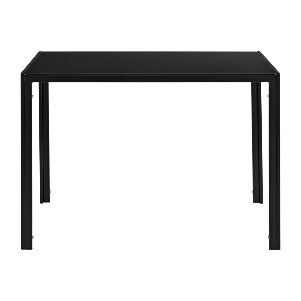 [en.casa] Arredo Sala da Pranzo  Set Tavolo Metallo Vetro 105 x 60 x 75 cm con 4 Sedie in Plastica 83 x 54 x 48 cm Grigio / Nero